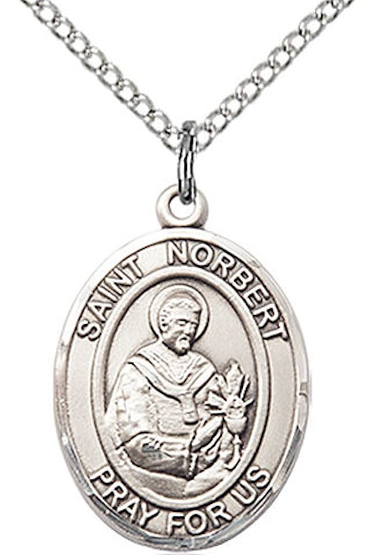 St. Norbert of Xanten Medal in Fine Pewter, 3/4" tall, Your Choice of Chain # 17176
