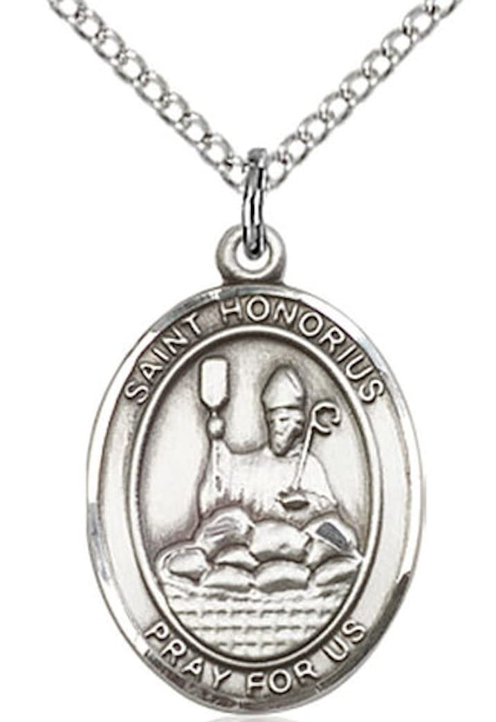 St. Honorius of Amiens Medal in Fine Pewter, 3/4" tall, Your Choice of Chain # 17061