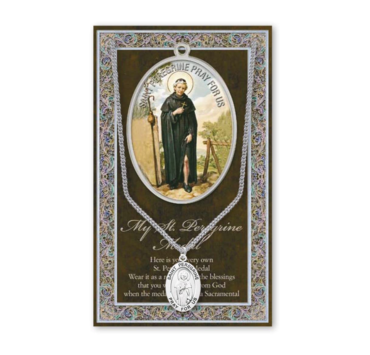 15/16" Pewter Medal with Folding Prayer Card, St. Peregrine, # 59642