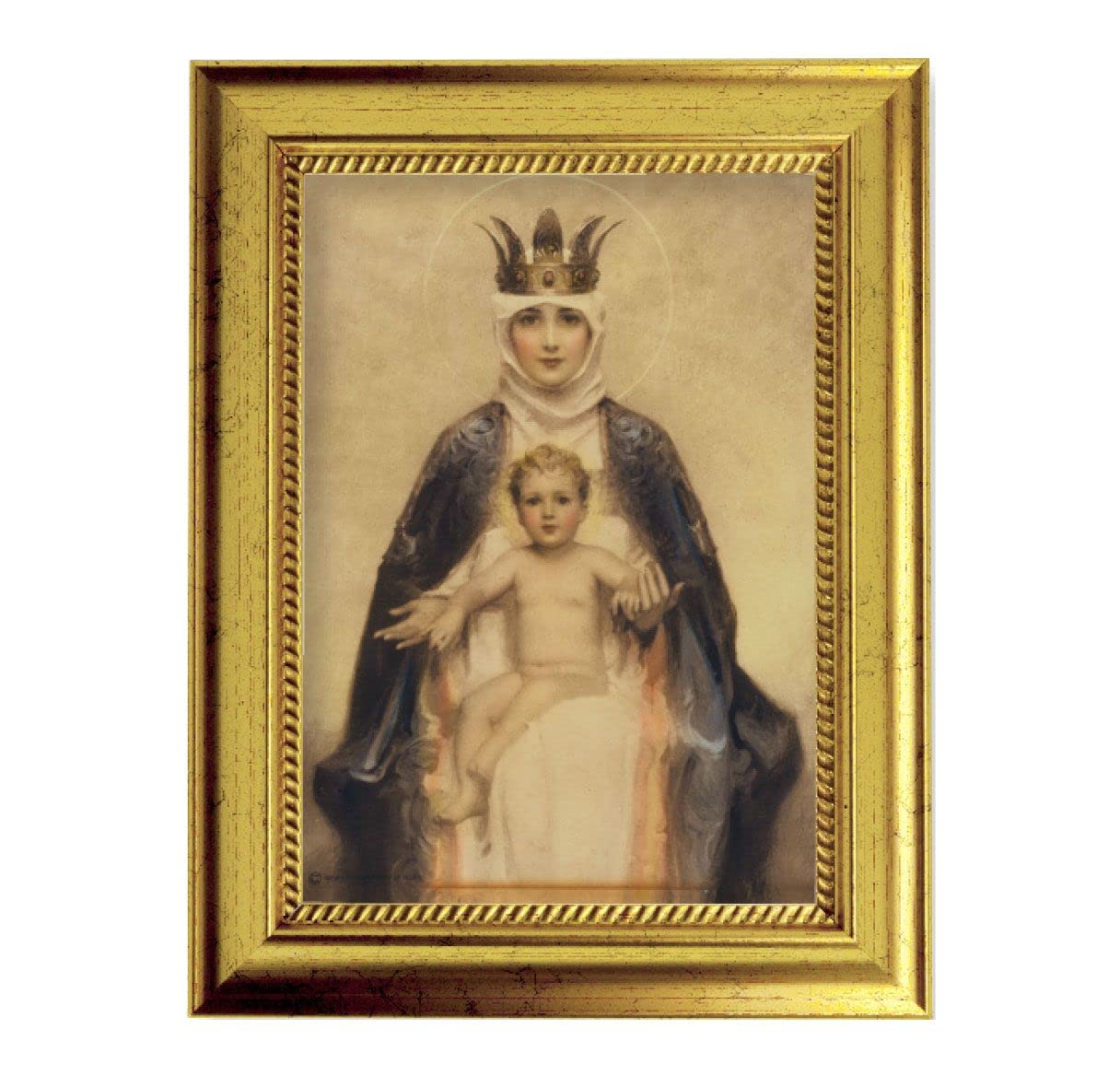 Chambers: Heavenly Queen 6-3/4"x8-3/4 Antique Gold Frame with Rope Detail Lip, Textured # 28017