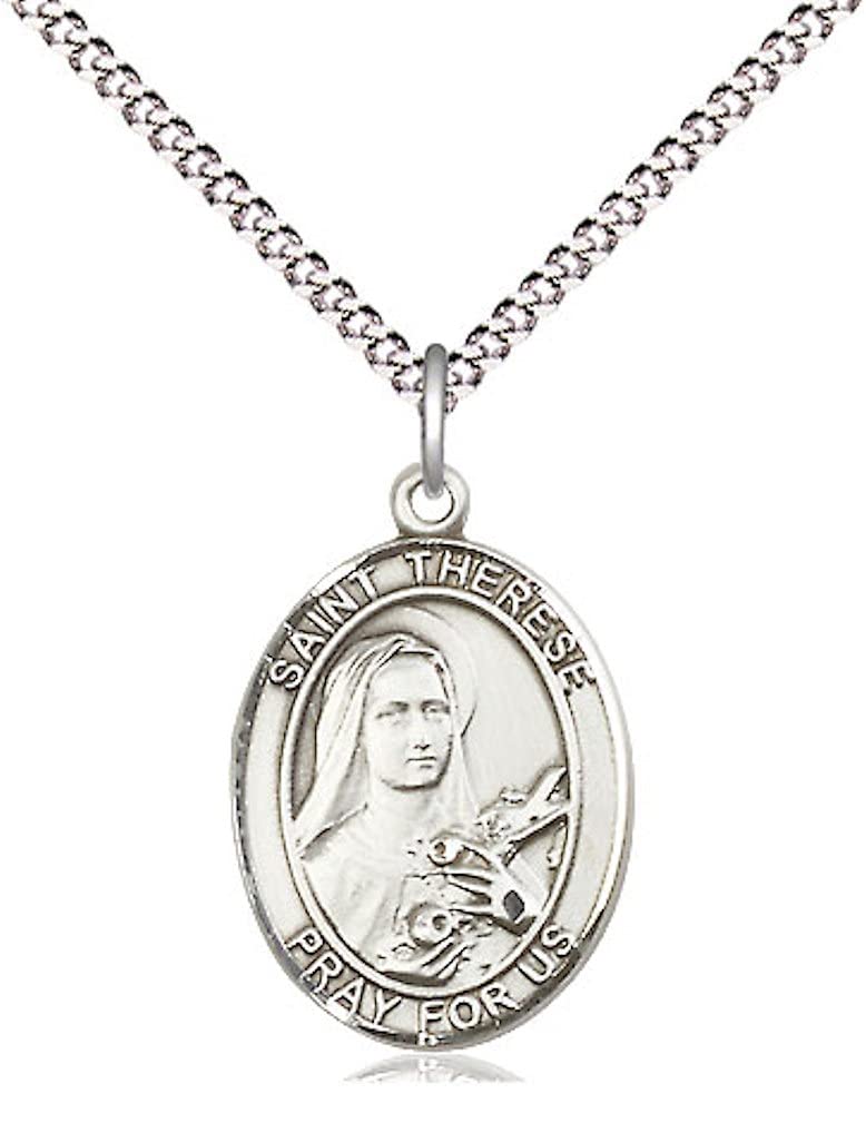 St. Therese of Lisieux Medal in Fine Pewter, 3/4" tall, Your Choice of Chain # 17251