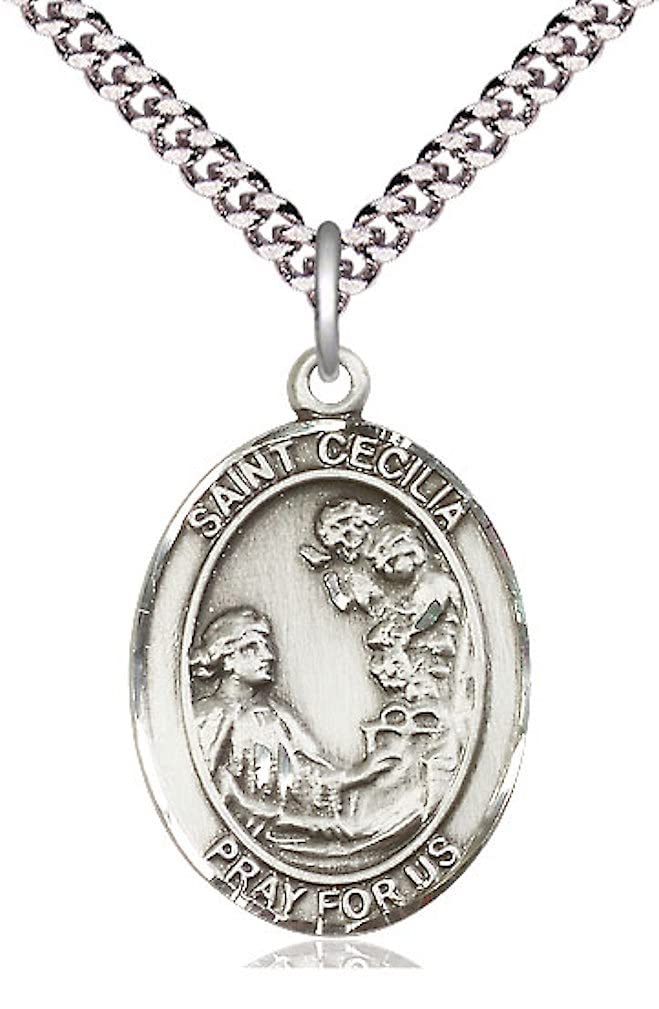 St. Cecilia Medal in Fine Pewter, 1" tall, Your Choice of Chain, # 5113