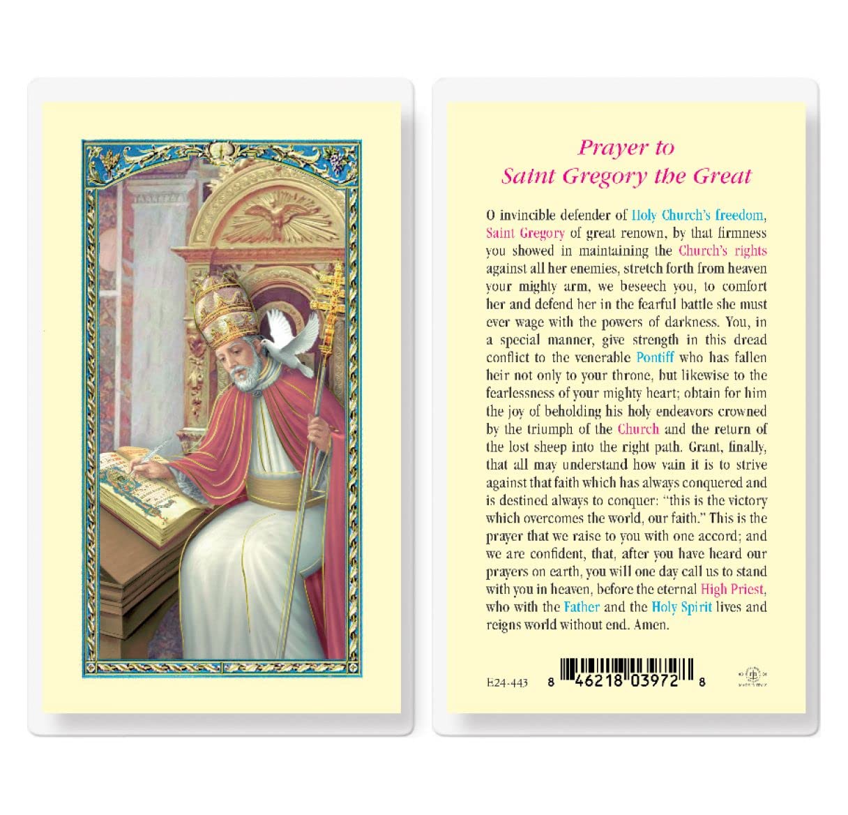 Prayer to Saint Gregory the Great Laminated Holy Card, 25-Pack, # 3917