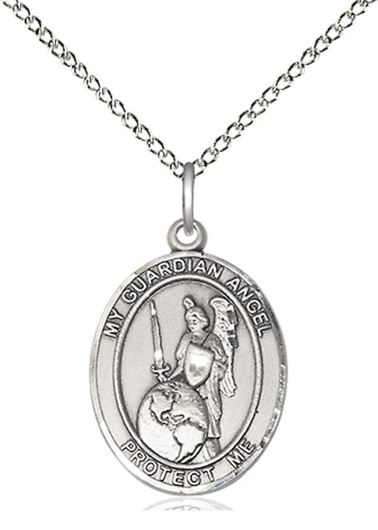 Guardian Angel of the World Medal in Fine Pewter, 3/4" tall, Your Choice of Chain, # 5700