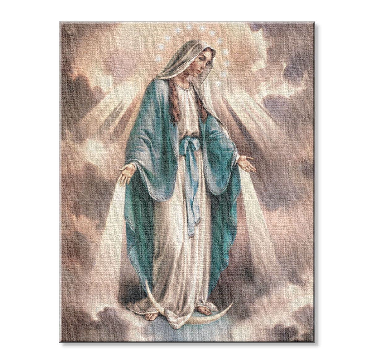 Our Lady of Grace Print on Stretched Canvas, Mounted on 8"x10" Frame, Made in Italy # 28538