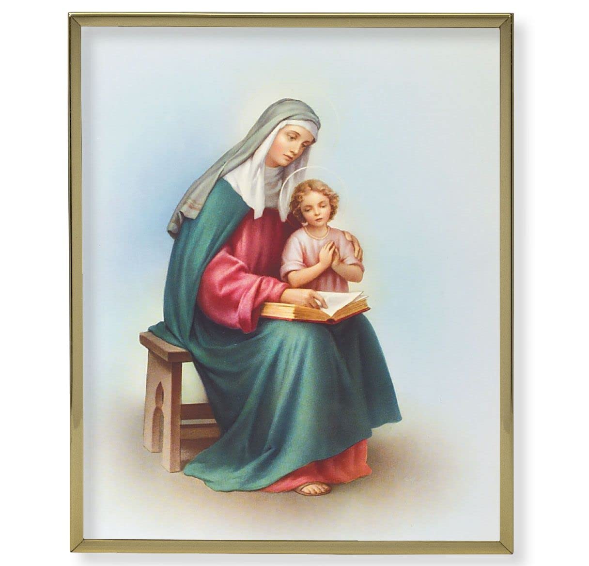 St. Anne 8"x10" Gold Framed Mylar Finished Plaque, # 90902