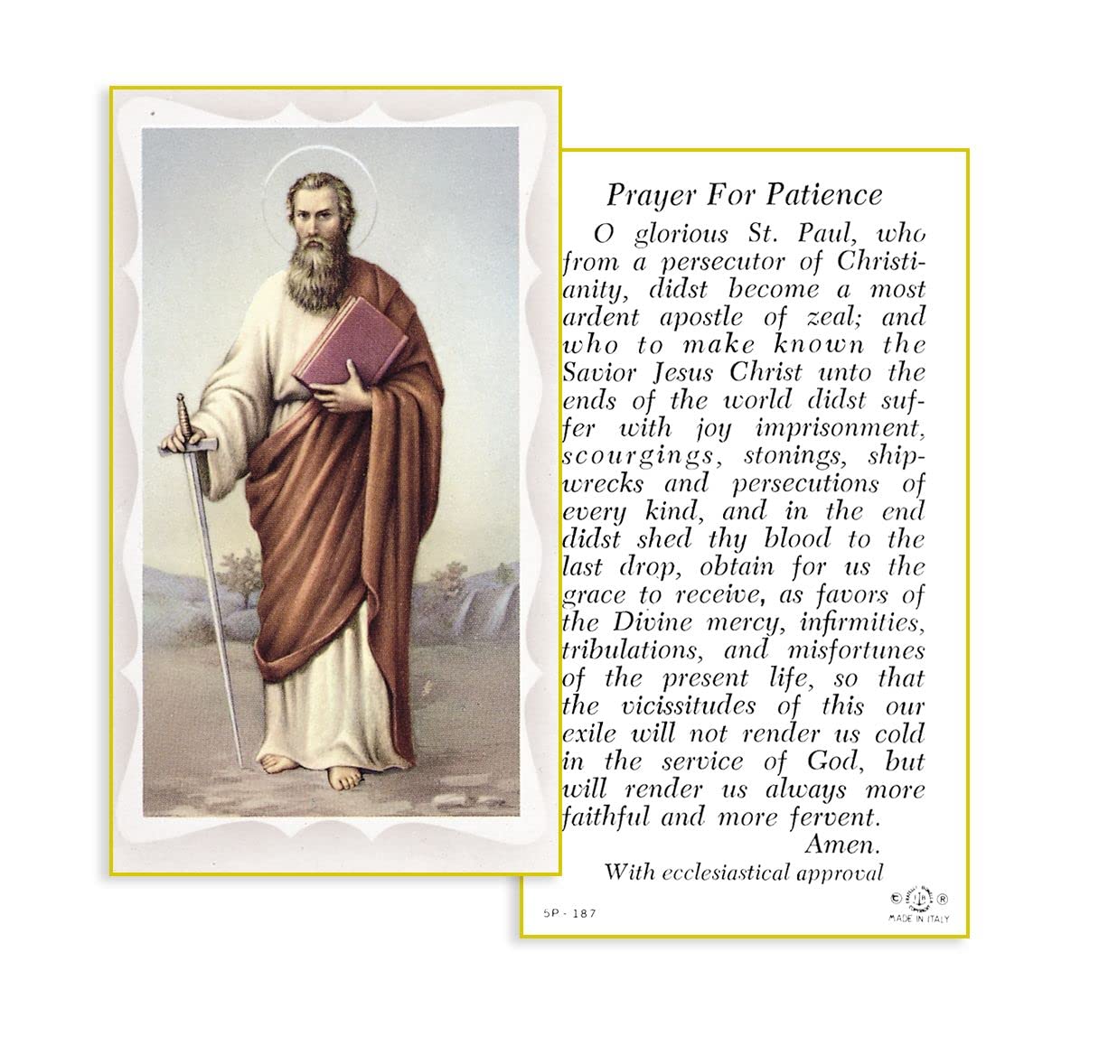 SAINT PAUL Paper Holy Cards, 2"x4", 100-pack, # 5878