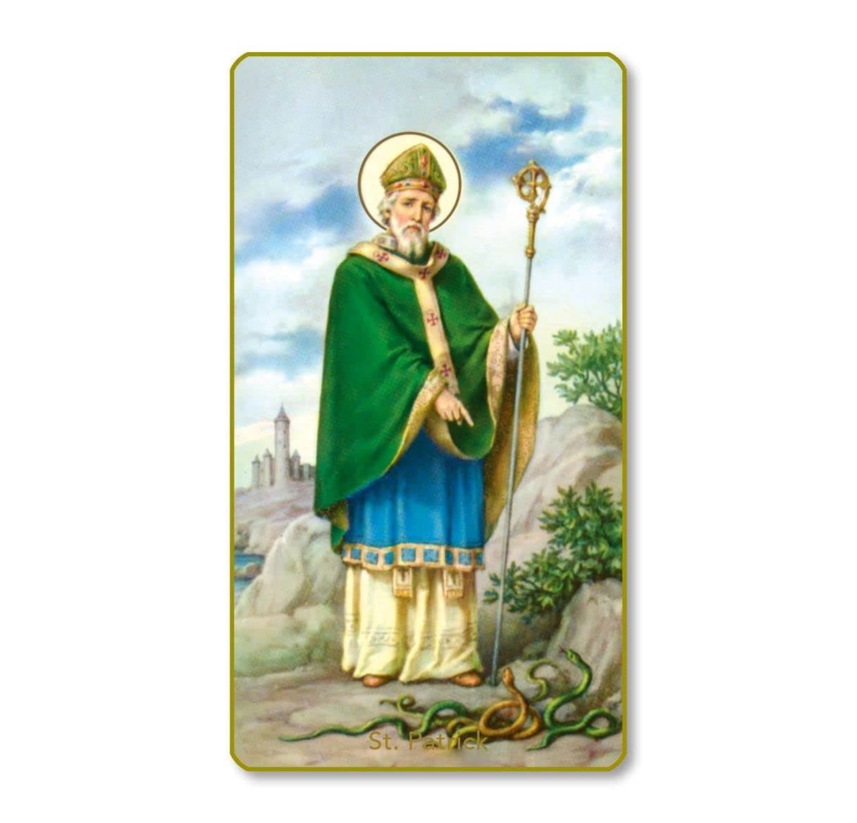 St. Patrick Italian Paper Holy Cards, 2"x4", Blank Back, 100-Pack, # 6028