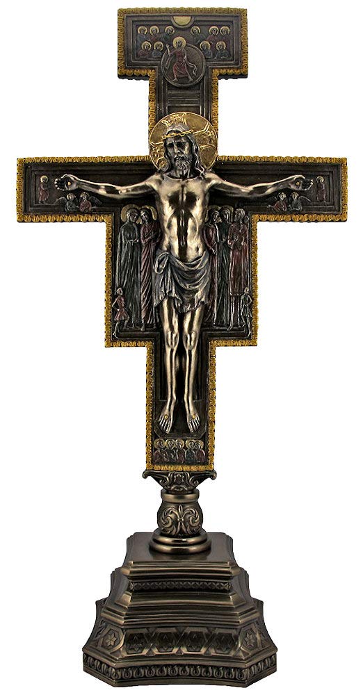 22" San Damiano Crucifix, Standing, Cold Cast Bronze, Highlighted, # 55738