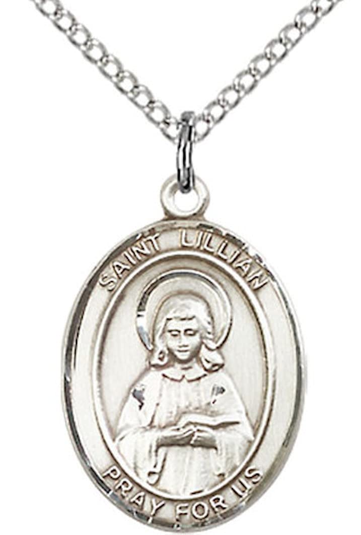 St. Lillian Medal in Fine Pewter, 3/4" tall, Your Choice of Chain # 17126