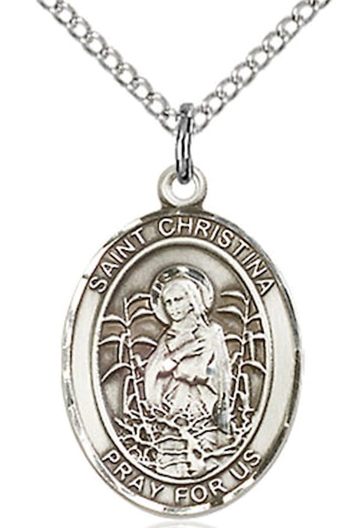 St. Christina the Astonishing Medal in Fine Pewter, 3/4" tall, Your Choice of Chain # 16993