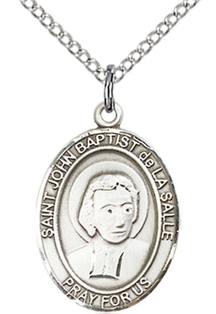 St. John Baptist de la Salle Medal in Fine Pewter, 3/4" tall, Your Choice of Chain # 17082