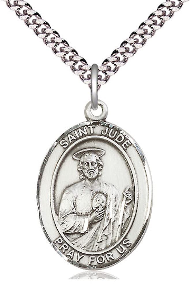 St. Jude Thaddeus Medal in Fine Pewter, 1" tall, Your Choice of Chain, # 5382