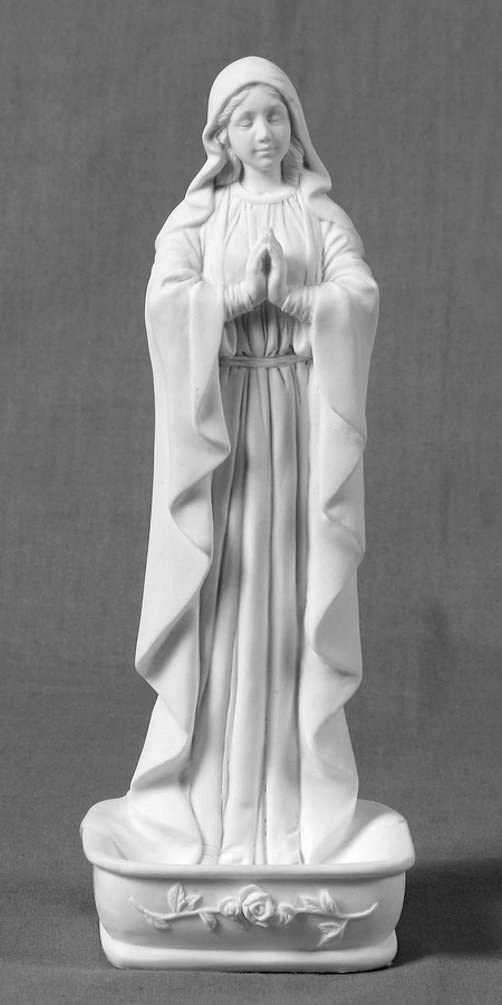 Praying Virgin Rosary Holder / Font, White Resin, 6.25" 2-Count Value Pack, # 97196