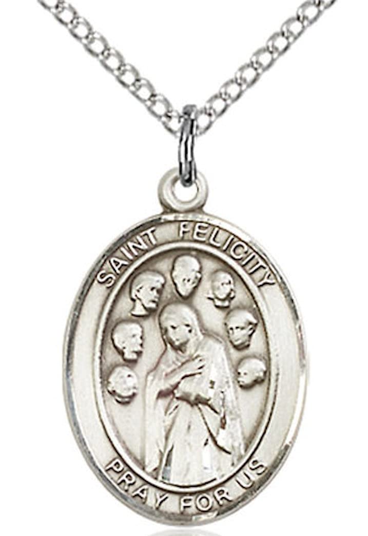 St. Felicity Medal in Fine Pewter, 3/4" tall, Your Choice of Chain # 17032