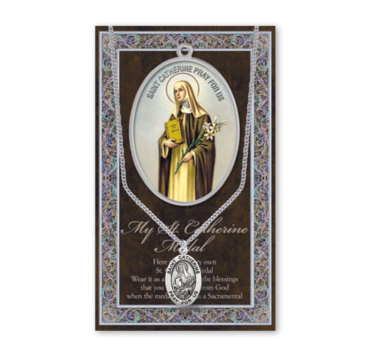 15/16" Pewter Medal with Folding Prayer Card, St. Catherine of Siena, # 93119
