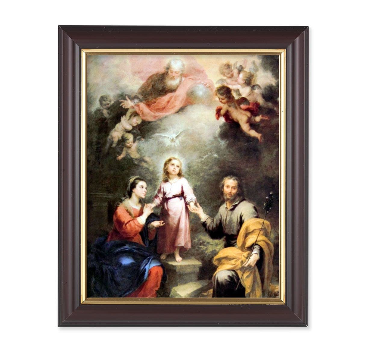 Murillo: Heavenly and Earthly Trinities, 10"x12", Classic Fluted Walnut Finished Frame, Italian Print Under Glass # 26342