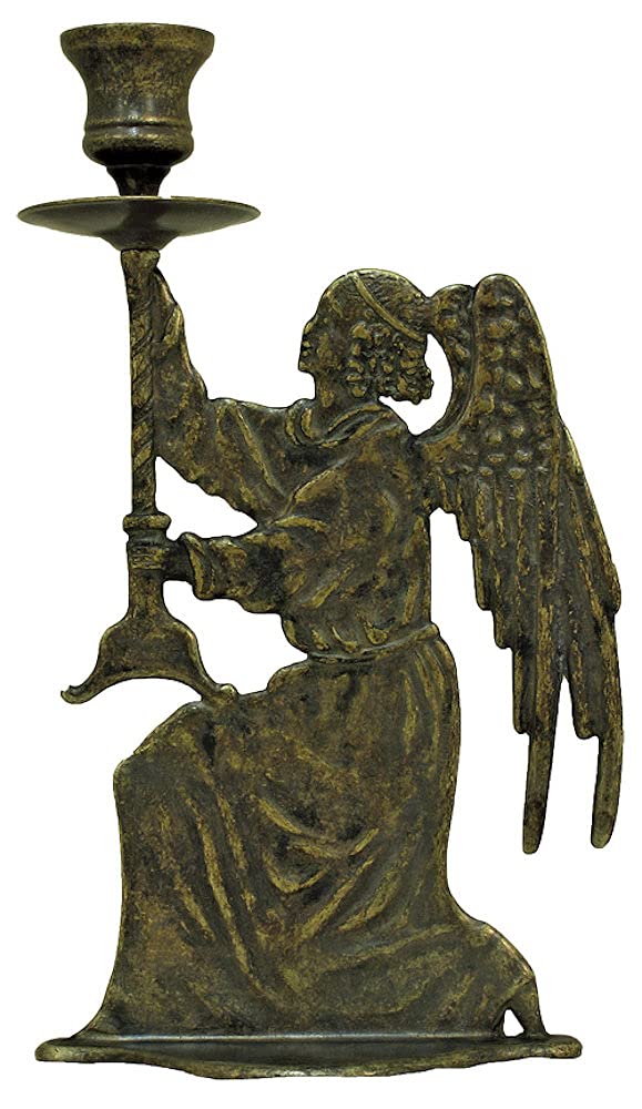Angel Candle Holder in Antique Brass, 9.75", Made in Italy, # 21124