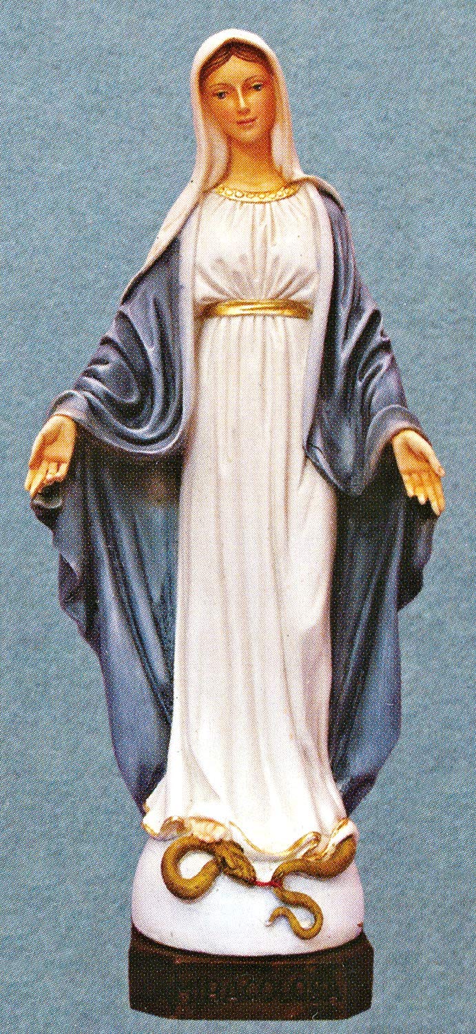 Our Lady of Grace statue, Hand-painted alabaster, Made in Italy, 12", 67774