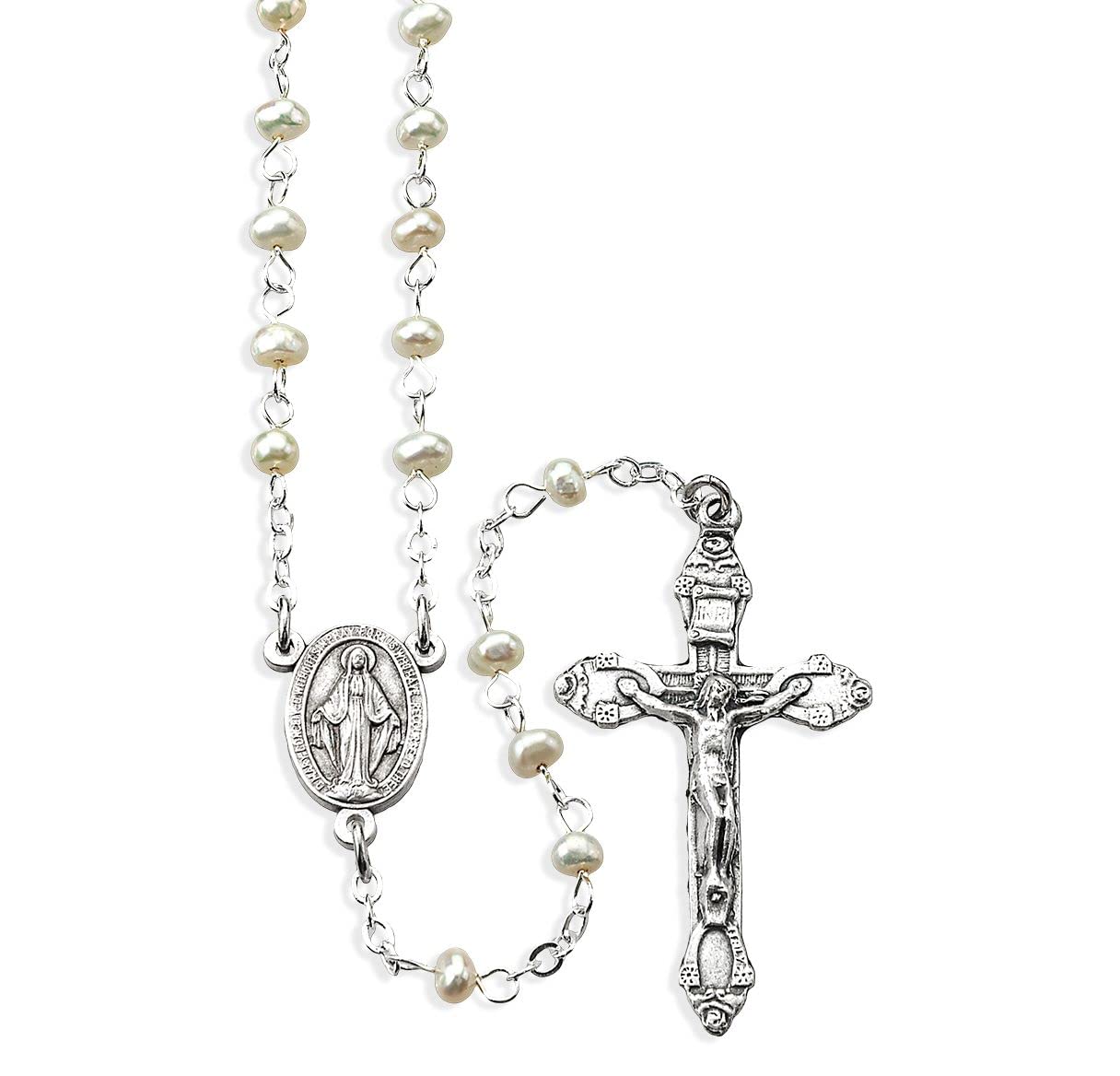 5mm Faux Pearl Glass Rosary, White, # 55541