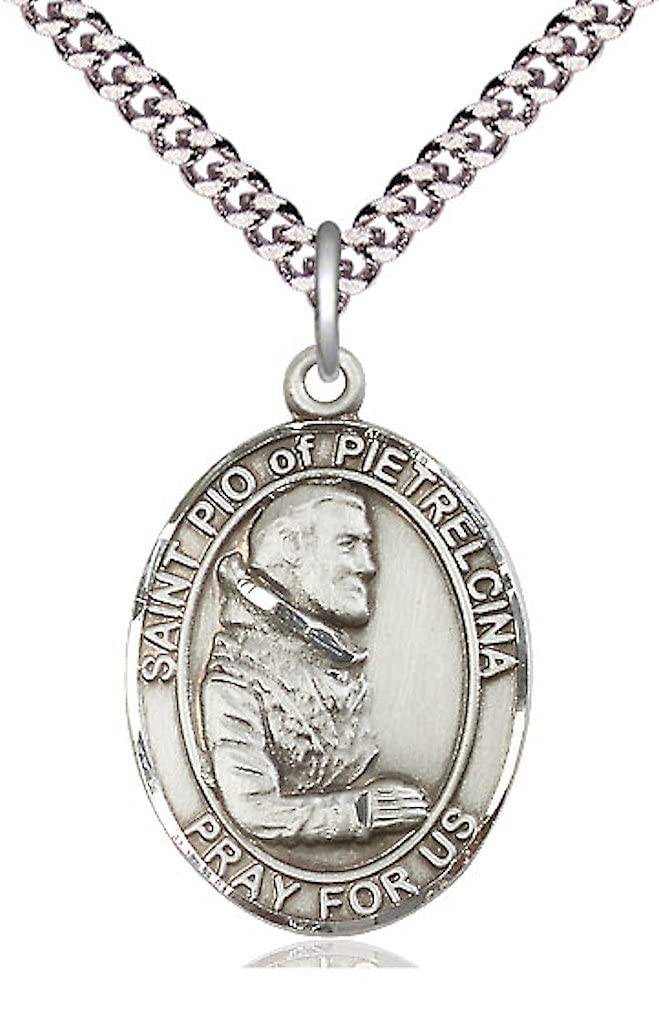 St. Pio of Pietrelcina Medal in Fine Pewter, 1" tall, Your Choice of Chain, # 5536