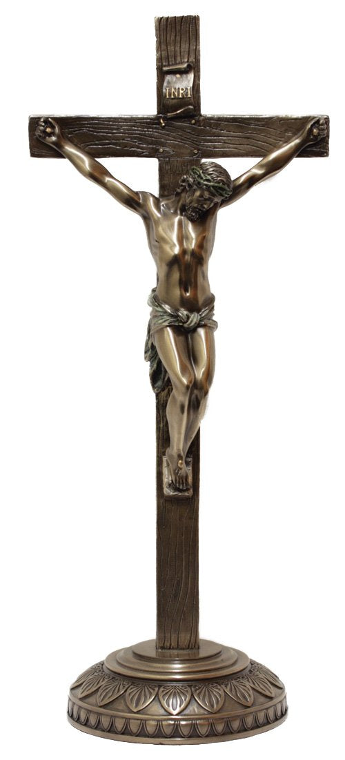 13.5" Standing Crucifix, Cold Cast Bronze, # 45433
