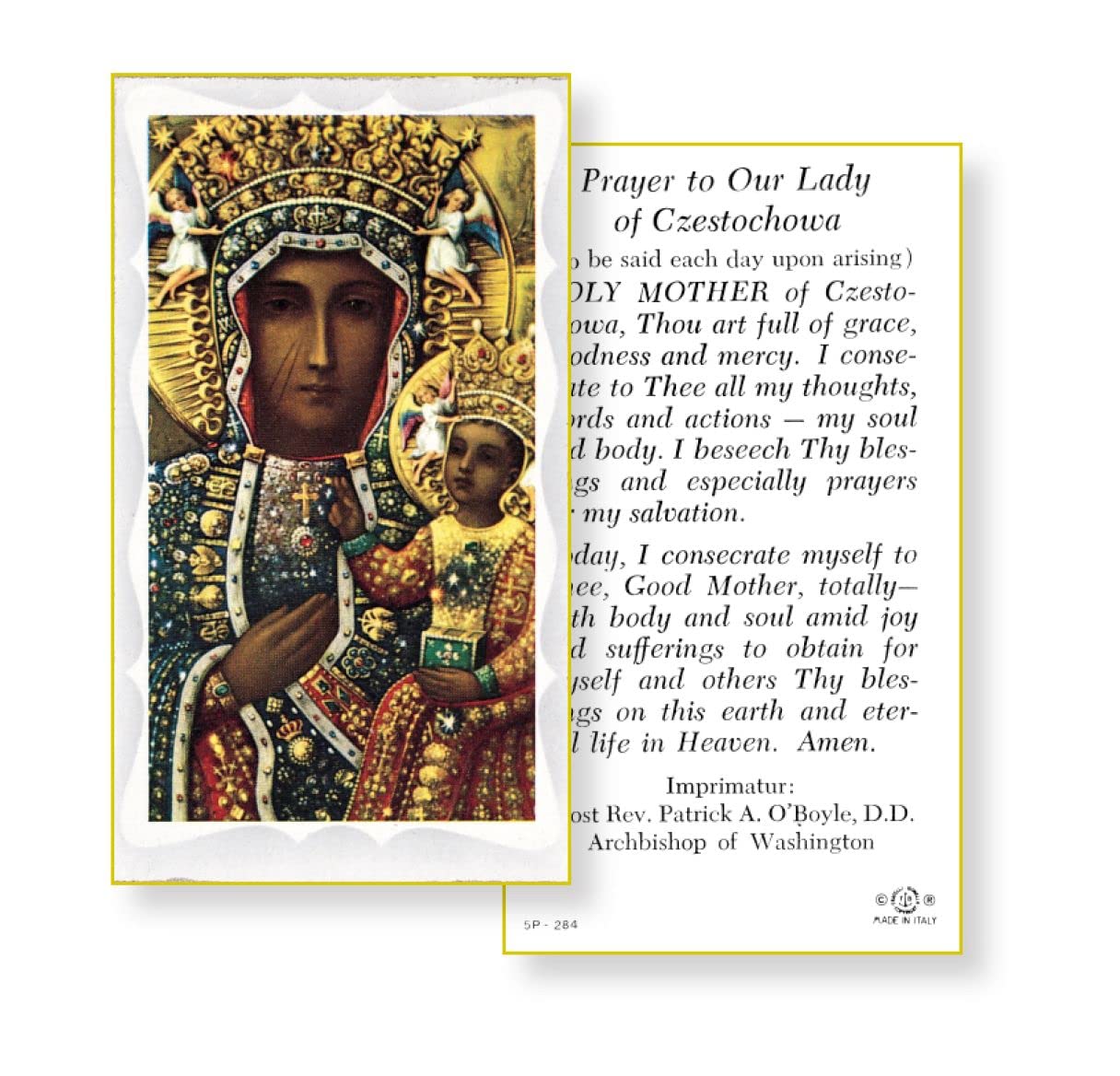 OUR LADY OF CZESTOCHOWA Paper Holy Cards, 2"x4", 100-pack, # 5885