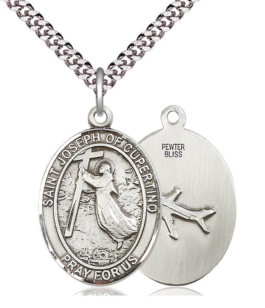 St. Joseph of Cupertino Medal in Fine Pewter, 1" tall, Your Choice of Chain, # 5372