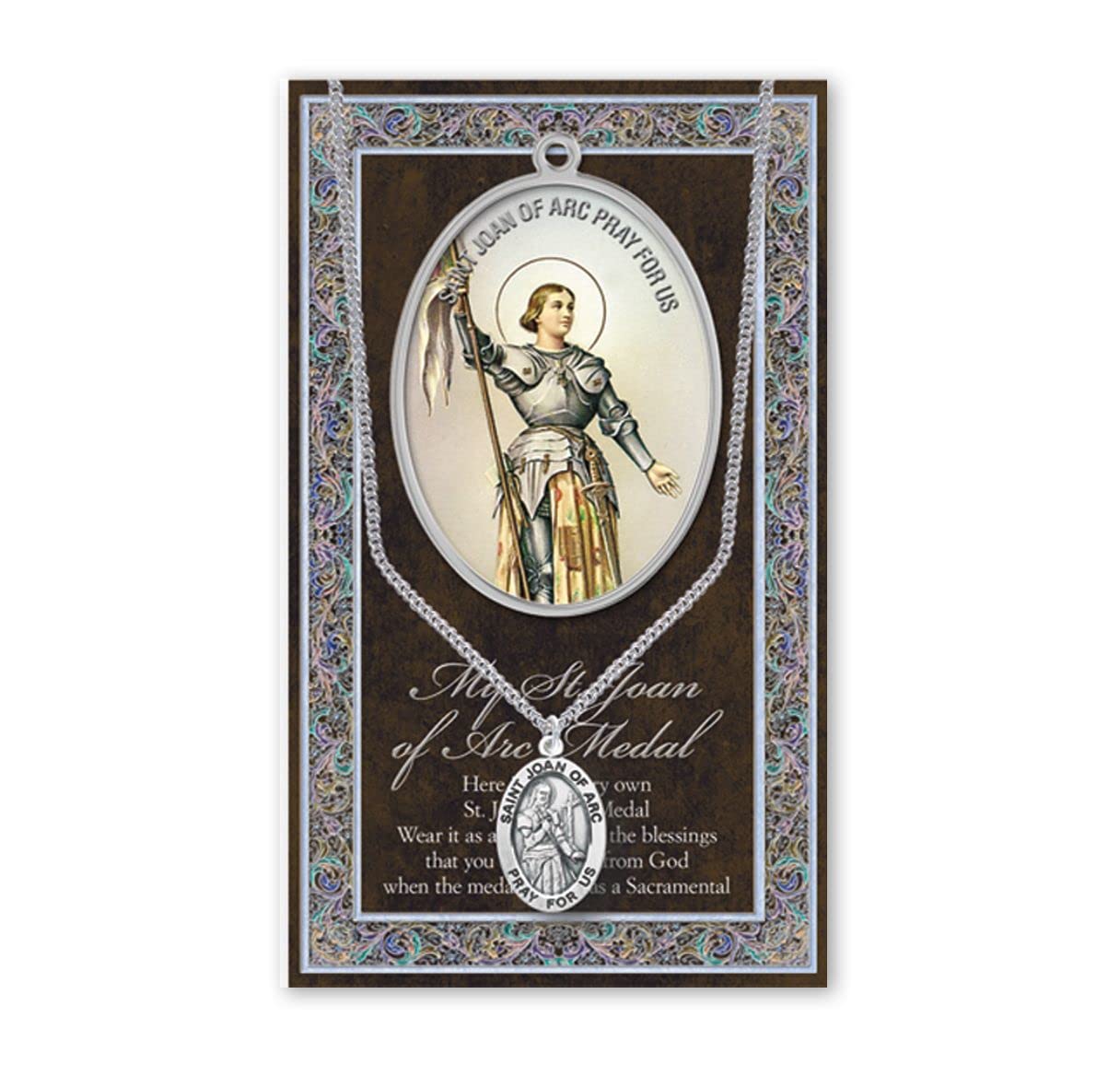 15/16" Pewter Medal with Folding Prayer Card, St. Joan of Arc, # 93136