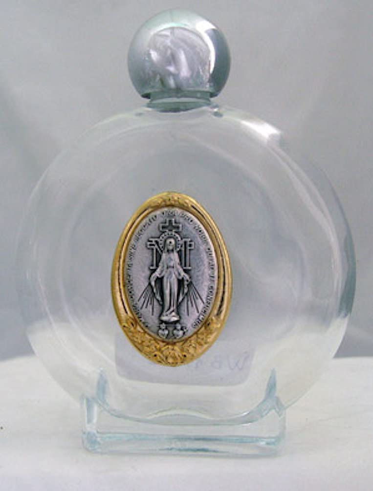 Miraculous Medal Glass Holy Water Bottles, 8 oz, 4.5", 3-Count Value Pack, # 56990