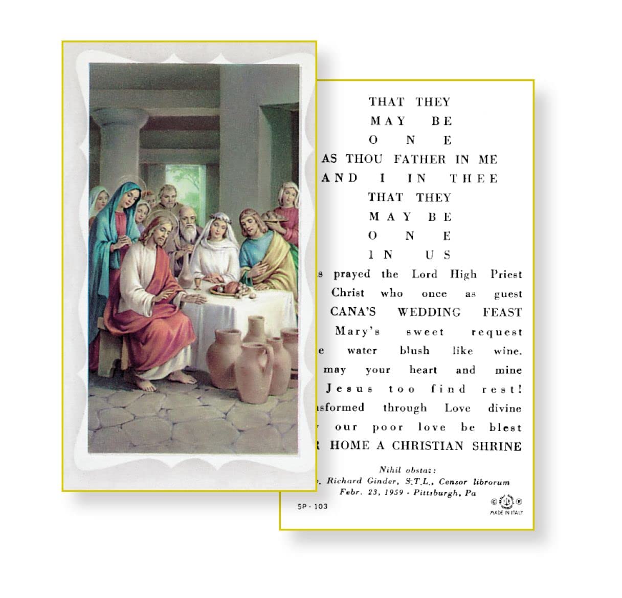 WEDDING PRAYER Paper Holy Cards, 2"x4", 100-pack, # 5862