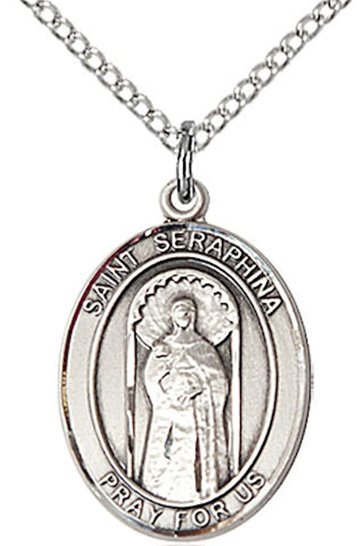 St. Seraphina Medal in Fine Pewter, 3/4" tall, Your Choice of Chain # 17233