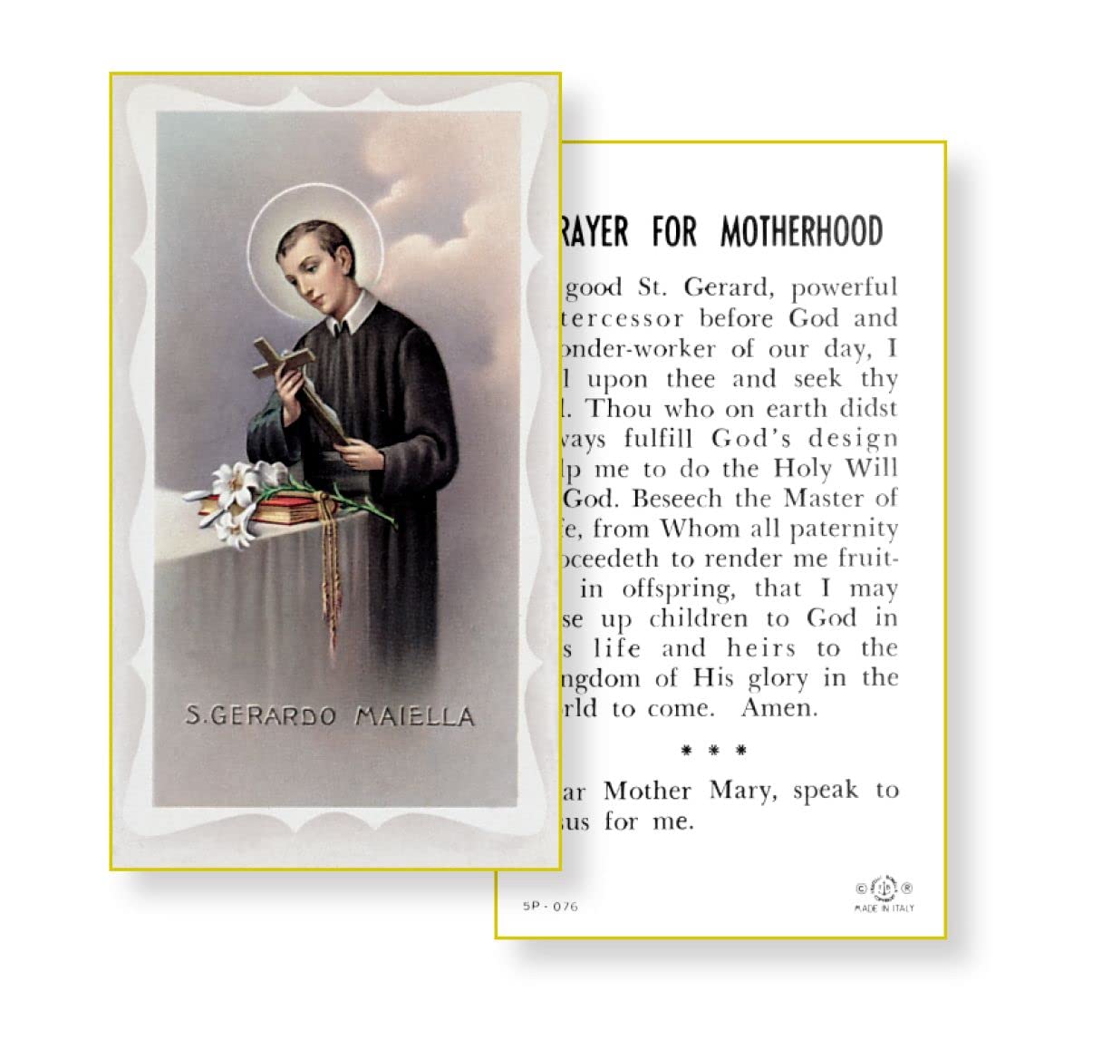 SAINT GERARD PRAYER FOR MOTHERHOOD Paper Holy Cards, 2"x4", 100-pack, # 5853