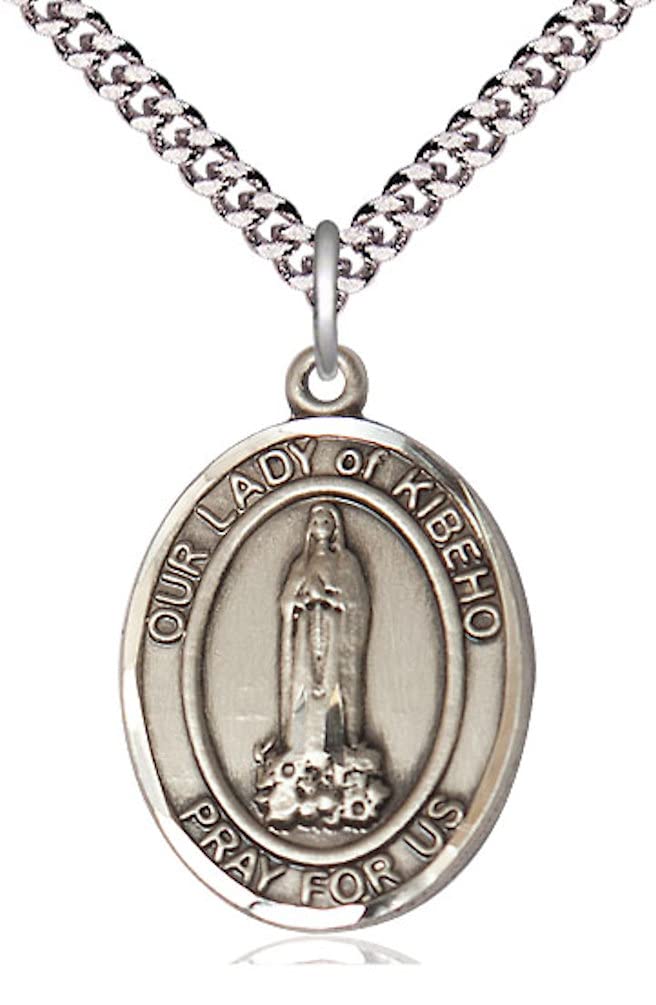 Our Lady of Kibeho Medal in Fine Pewter, 1" tall, Your Choice of Chain, # 4861