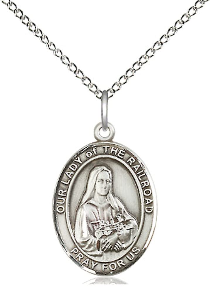 Our Lady of the Railroad Medal in Fine Pewter, 3/4" tall, Your Choice of Chain, # 5660