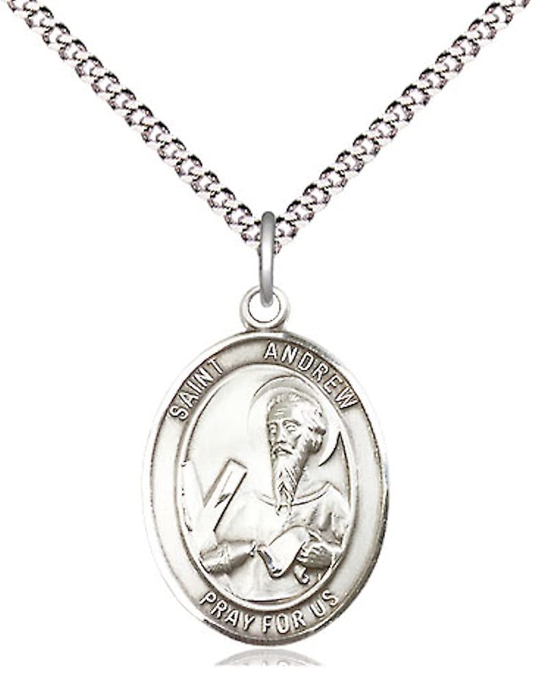 St. Andrew the Apostle Medal in Fine Pewter, 3/4" tall, Your Choice of Chain # 16951