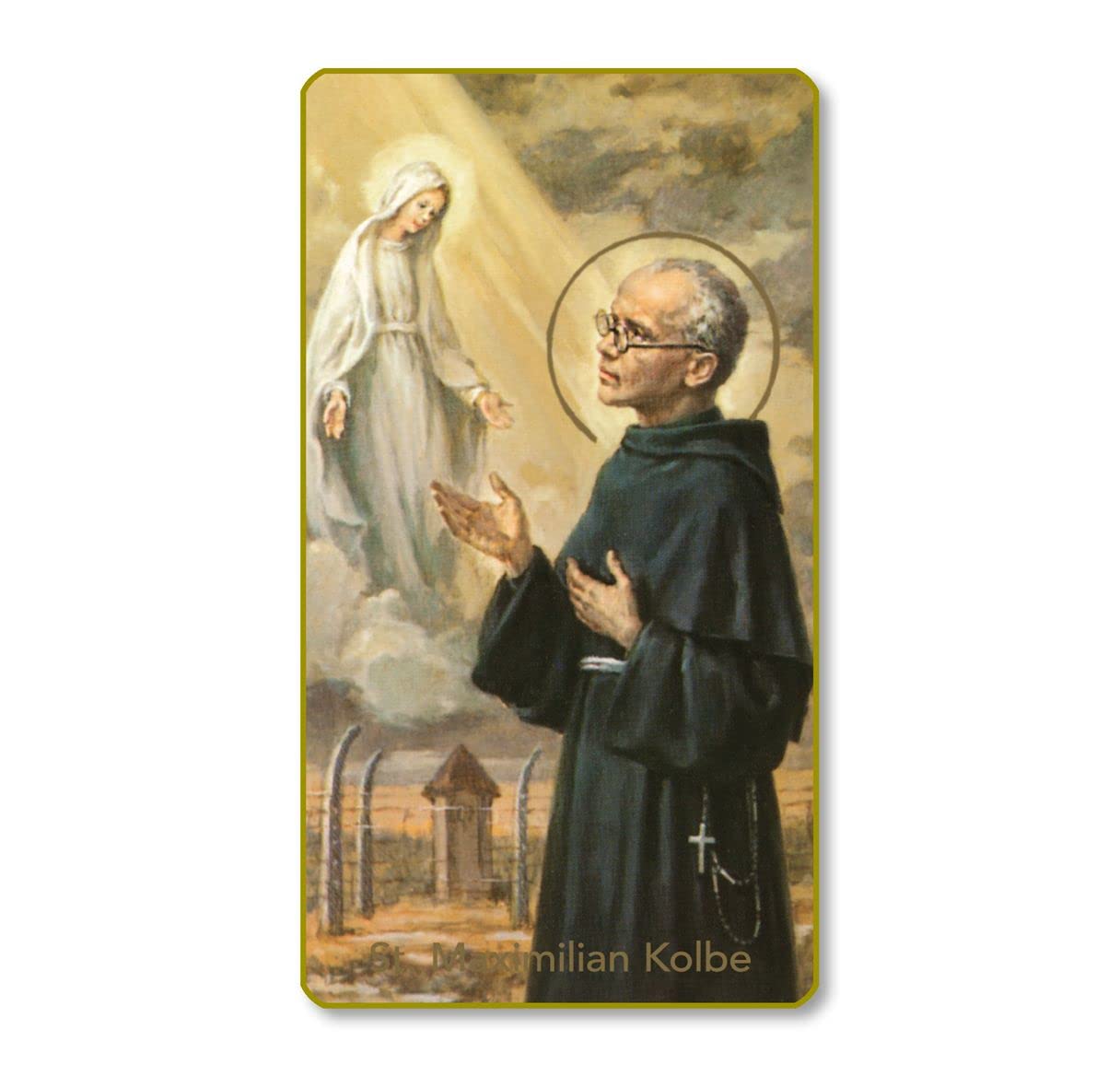 St. Maximilian Kolbe Italian Paper Holy Cards, 2"x4", Blank Back, 100-Pack, # 6162