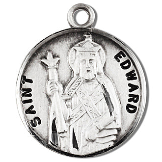 3/4" Round Sterling Medal, Your Choice of Chain, St. Edward, #96781