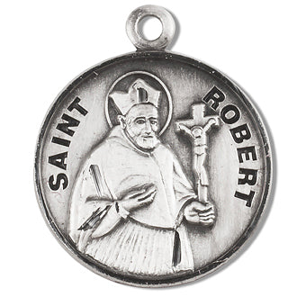 3/4" Round Sterling Medal, Your Choice of Chain, St. Robert, #27148