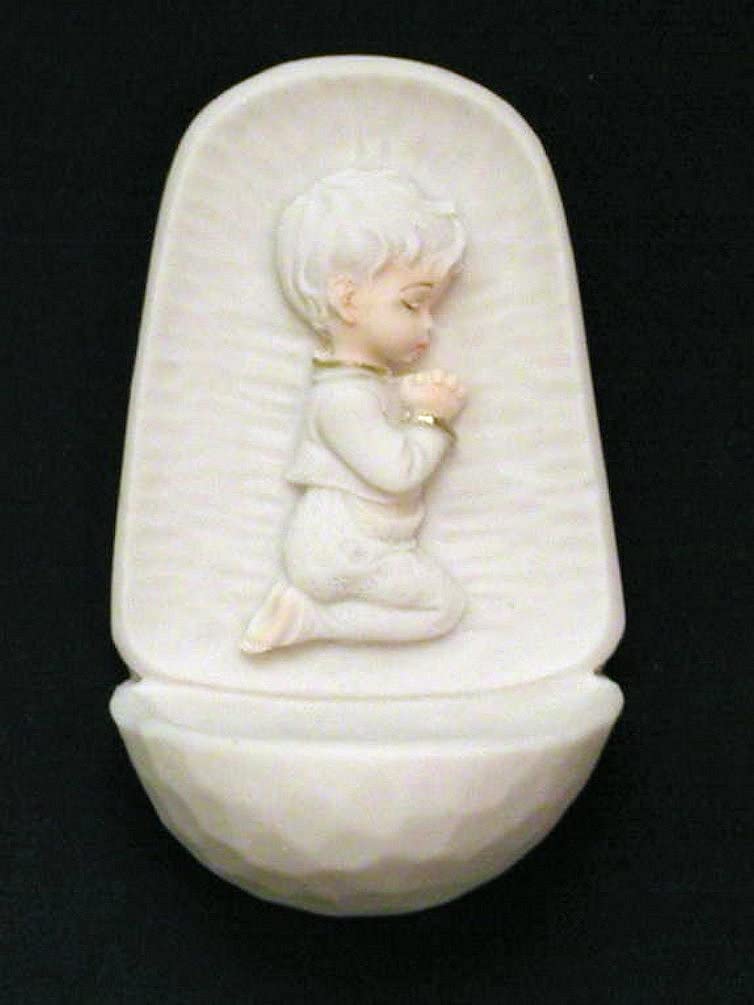 4.5" Praying Boy Holy Water Fonts. Made in Italy, 2-Count Value Pack, # 96488