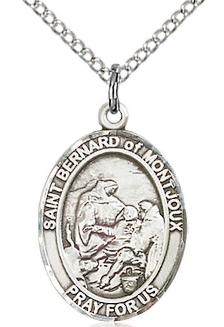 St. Bernard of Montjoux Medal in Fine Pewter, 3/4" tall, Your Choice of Chain # 16975