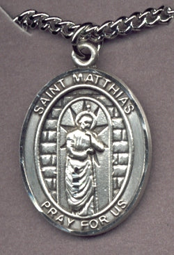 St. Matthias Medal in Sterling Silver, 1"x3/4", Your Choice of Chain # 26066