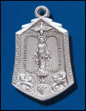 Sterling Silver Miraculous Medal with Holy Spirit, 7/8", Your Choice of Chain, #27098