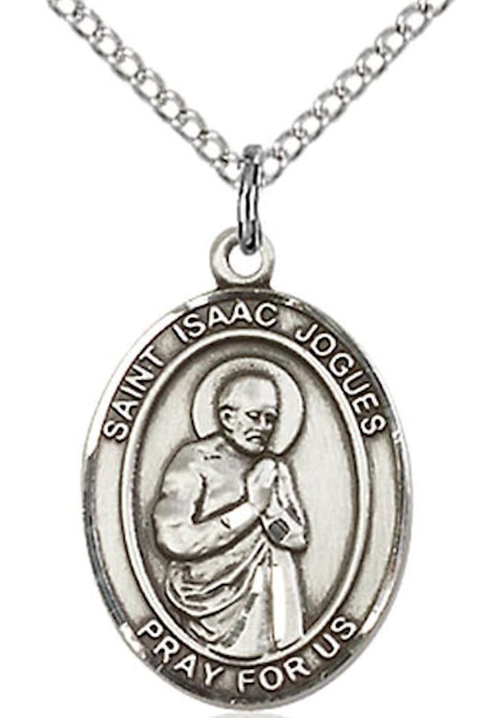 St. Isaac Jogues Medal in Fine Pewter, 3/4" tall, Your Choice of Chain # 17065
