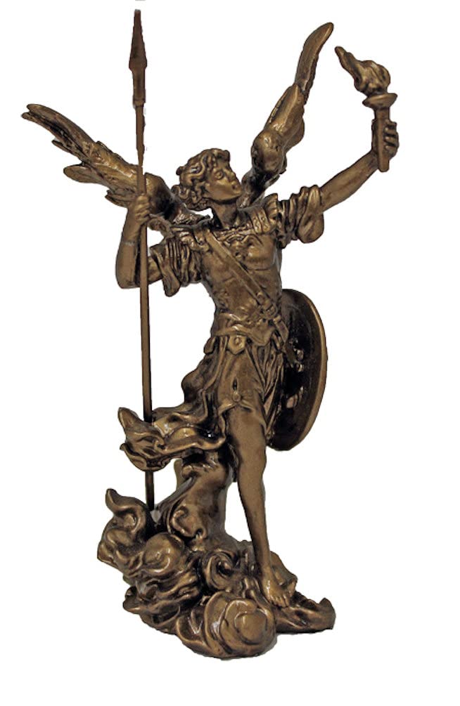Archangel Uriel Statues, 4" Bronzed Resin, # 49448
