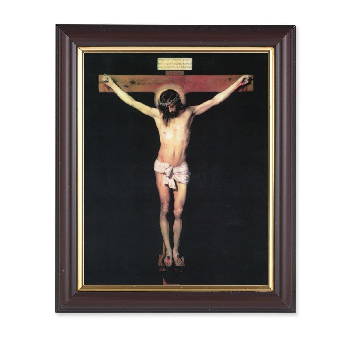 The Crucifixion, 10"x12", Classic Fluted Walnut Finished Frame, Italian Print Under Glass # 26192