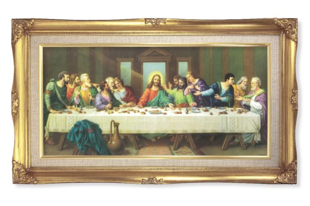 The Last Supper by Zabateri, Gold Leaf Frame Under Glass, 19x11", # 59232
