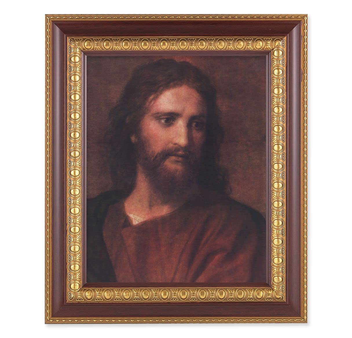 Hofmann: Christ at 33 Picture, 11-1/2"x13-1/2, Cherry Finish with Gold Egg & Dart Frame, Italian Print Under Glass # 26139