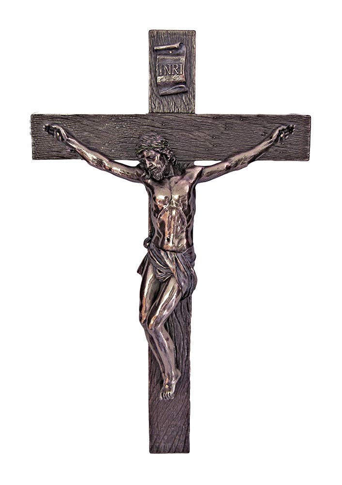 Beautiful 17" Crucifix, Resin, Bronzed, 95083