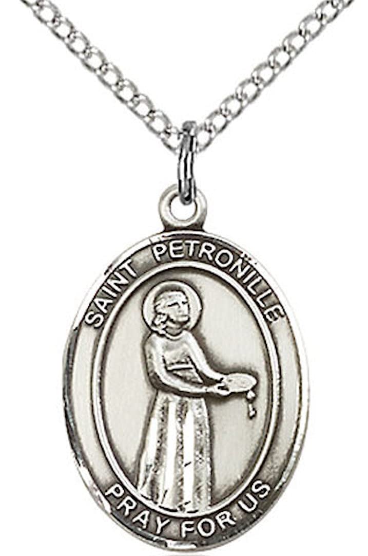 St. Petronille Medal in Fine Pewter, 3/4" tall, Your Choice of Chain # 17198